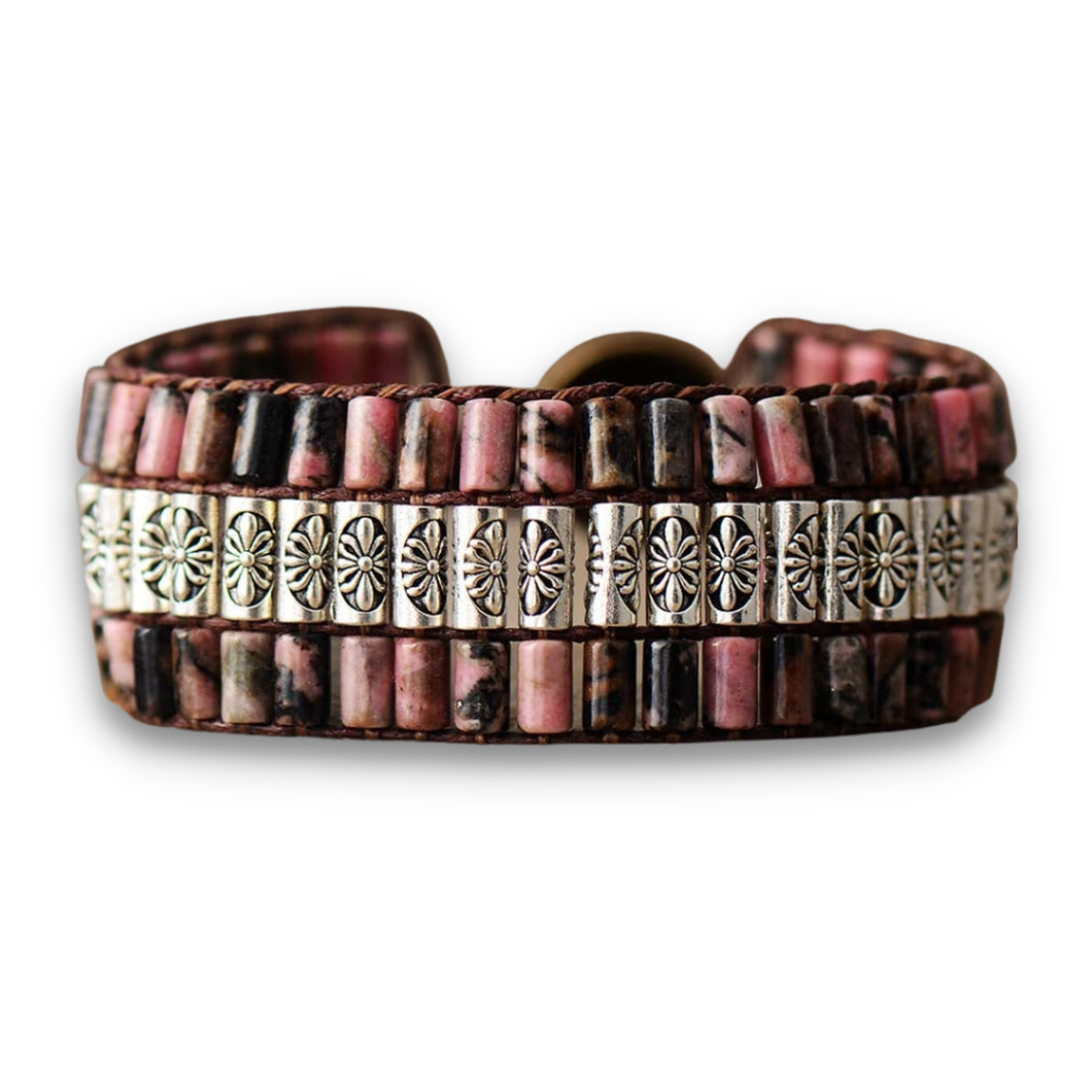 Bracelet Bohémien Tibétain en Rhodonite "Amour & Bienveillance"