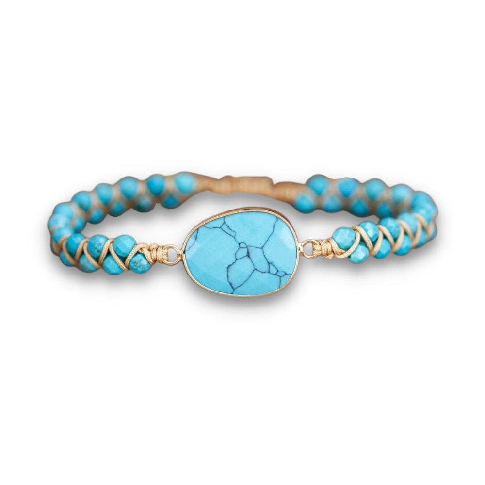 Bracelet Yoga en Turquoise "Stabilité & Empathie" - Cabochon