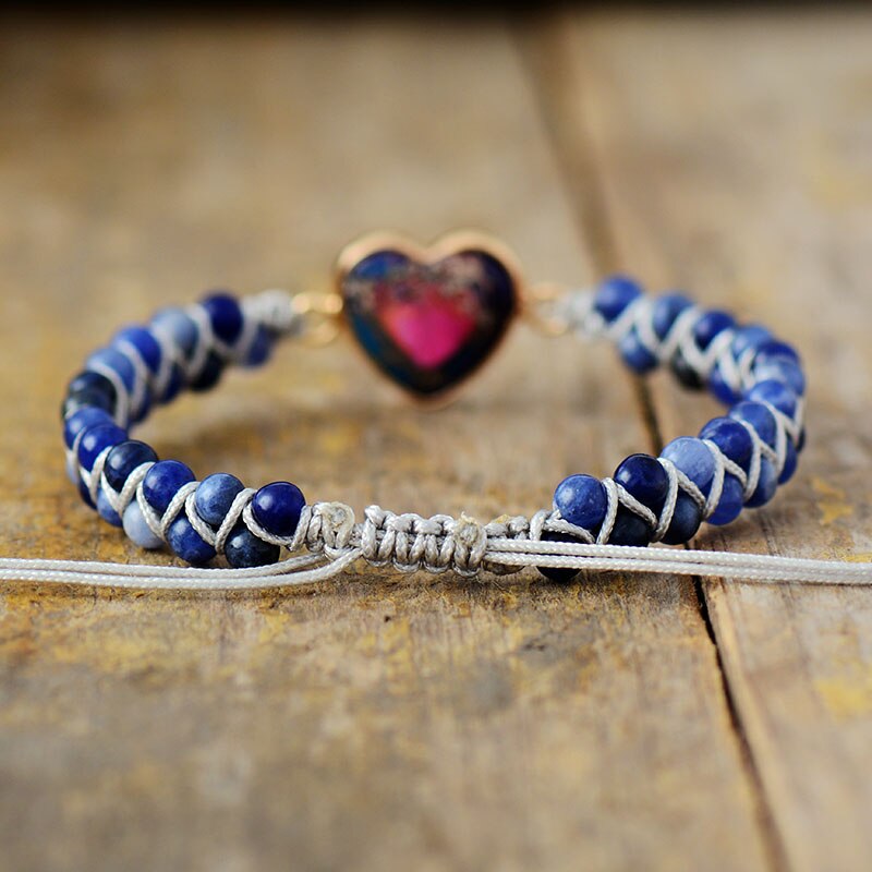 Bracelet en Sodalite "Humilité & Courage" - Coeur