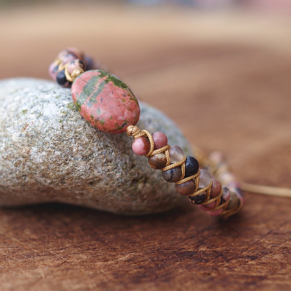 Bracelet Yoga en Rhodonite "Amour & Bienveillance"