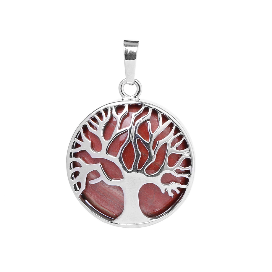 Pendentif en Jaspe rouge "Force & Spiritualité" - Arbre de vie