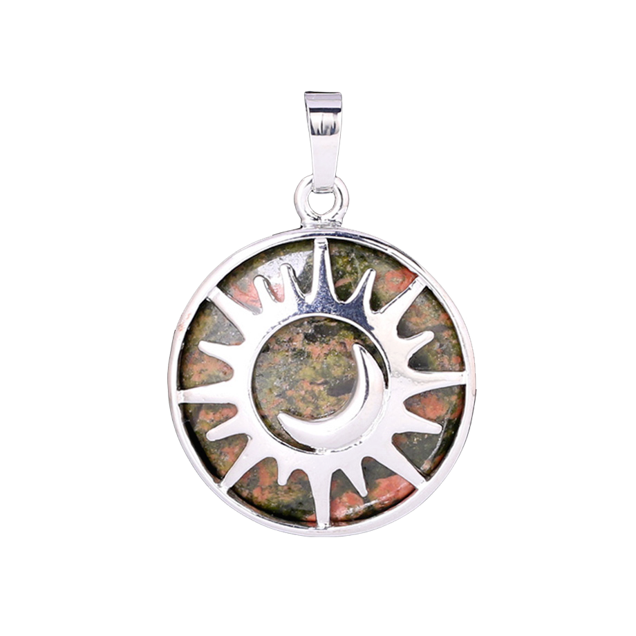 Pendentif Guérison en Unakite "Confiance & Sagesse" - Soleil & Lune