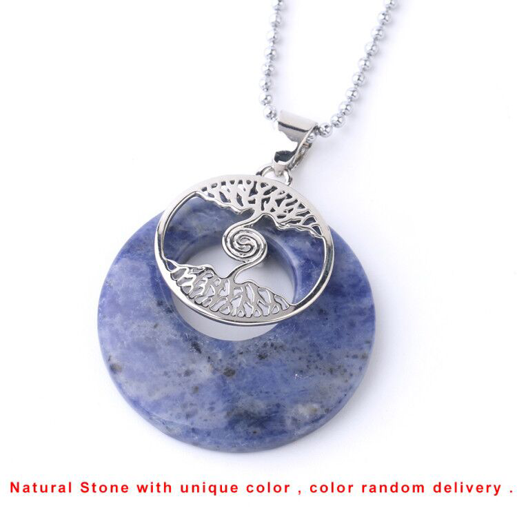 Chaîne et son Pendentif Reiki en Sodalite "Humilité & Courage" - Arbre de vie