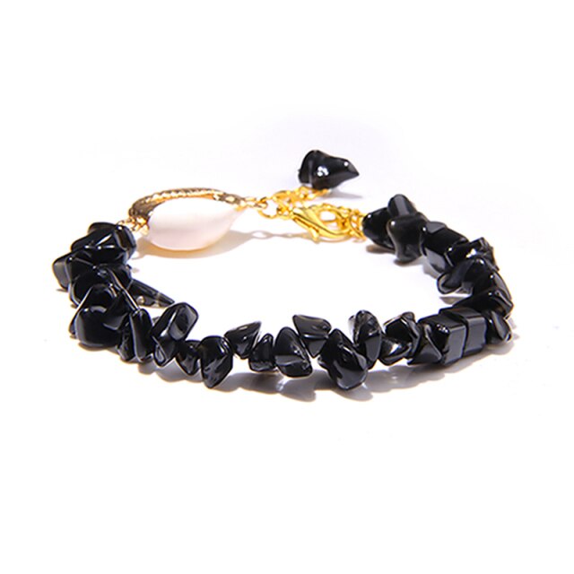 Bracelet Baroque en Obsidienne "Protection & Réconfort" - Coquillage