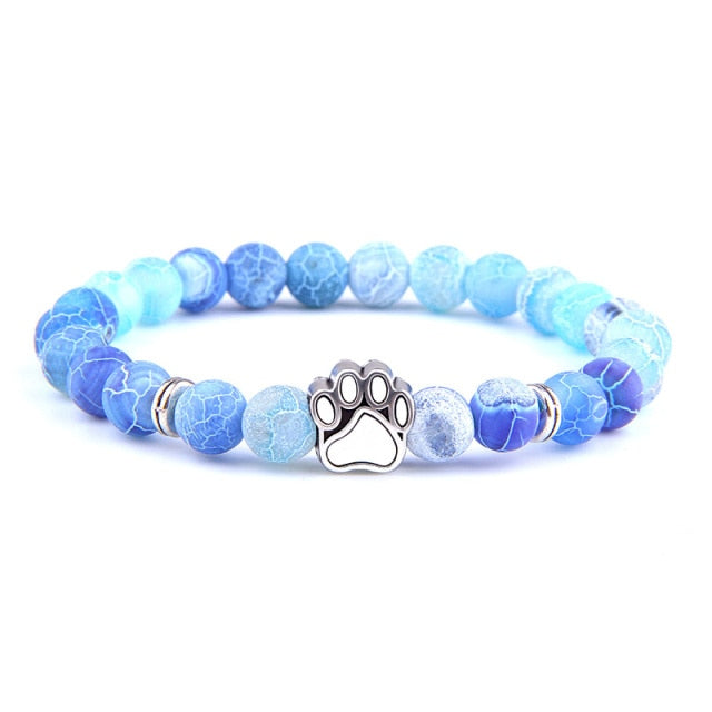Bracelet en Agate bleue "Harmonie & Apaisement" - Patte de chat