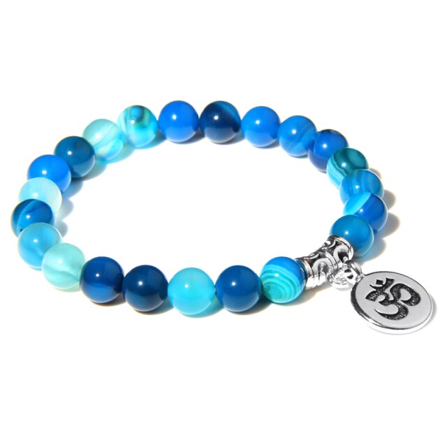 Bracelet en Agate bleue "Harmonie & Apaisement" - Om