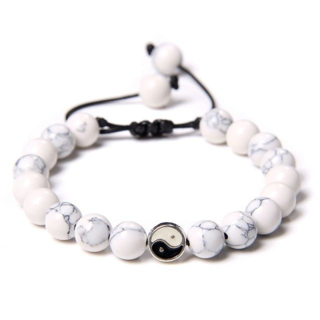 Bracelet en Turquoise blanche "Sagesse & Conscience" - Yin & Yang
