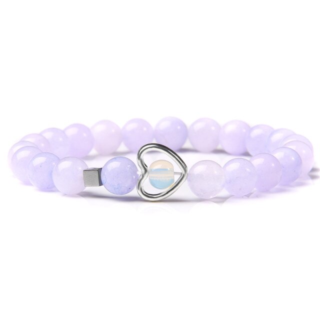 Bracelet Yoga en Calcédoine lilas "Sérénité & Guérison" - Coeur