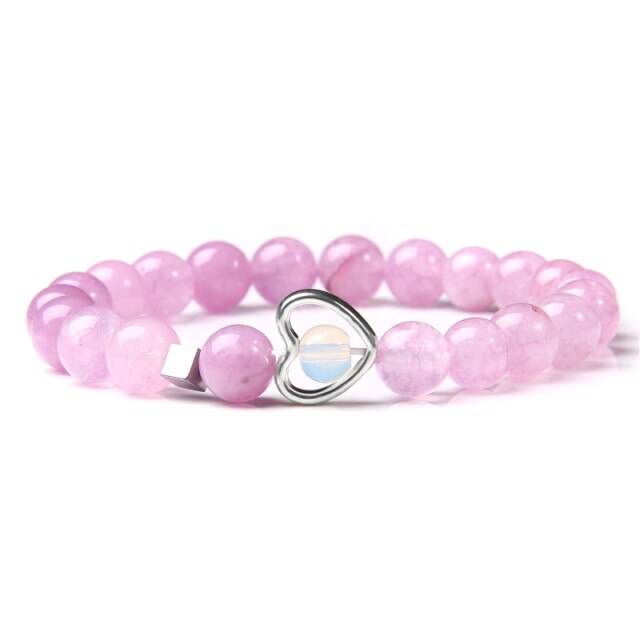 Bracelet Yoga en Calcédoine rose "Gentillesse & Compassion" - Coeur