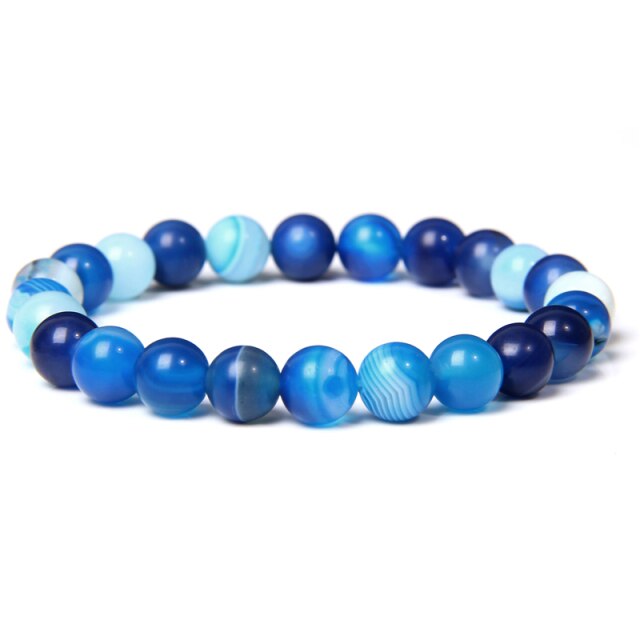 Bracelet Méditation en Agate bleue "Harmonie & Apaisement"