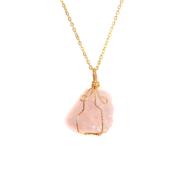 Chaîne et son Pendentif Guérison en Quartz rose "Amour & Confiance en soi"